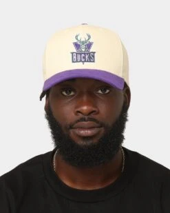 Mitchell & Ness Milwaukee Bucks 'Vintage Cream' Pro Crown Snapback Cream -Culture Kings 196294229033 mens 0100