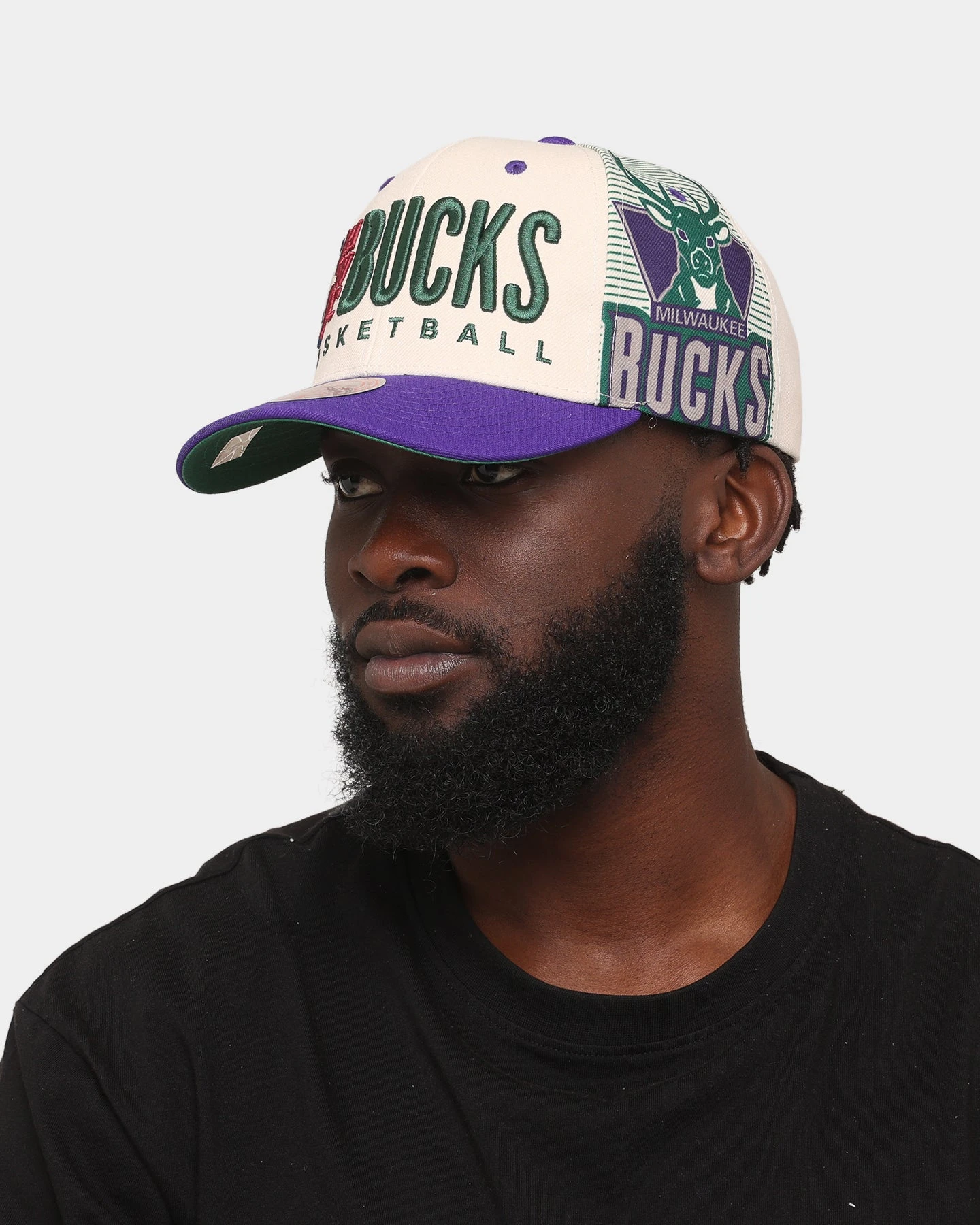 Mitchell & Ness Milwaukee Bucks '90s Training Camp' Pro Crown Snapback Cream 5 Mitchell & Ness Milwaukee Bucks '90s Training Camp' Pro Crown Snapback Cream - Image 3