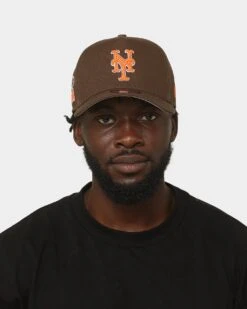 New Era New York Mets 'Walnut Orange' 9FORTY A-Frame Snapback Brown/Orange -Culture Kings 196501050184 mens 0100