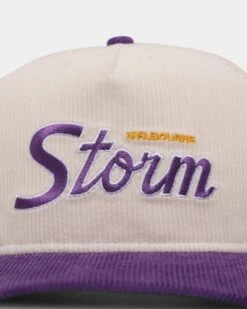 New Era Melbourne Storm 'NRL Retro Script Corduroy' Golfer Snapback Chrome White -Culture Kings 197215720820 default 0050