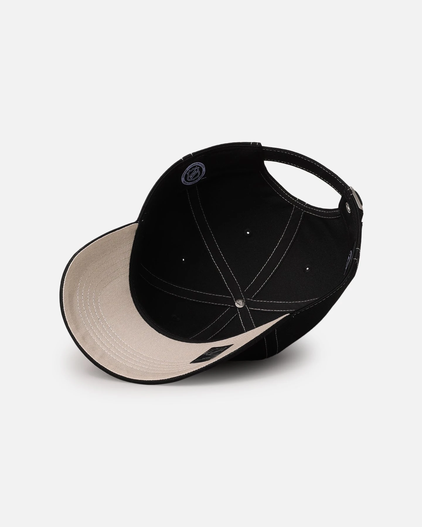 '47 BRAND 47 Brand Anaheim Ducks 'Contrast Stitch' 47 Clean Up Strapback Black/Bone 8 '47 BRAND 47 Brand Anaheim Ducks 'Contrast Stitch' 47 Clean Up Strapback Black/Bone - Image 6