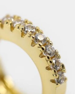 Raising Hell Women's 2mm Iced Huggie Earring Iced Gold -Culture Kings 4454569768349 default 00040