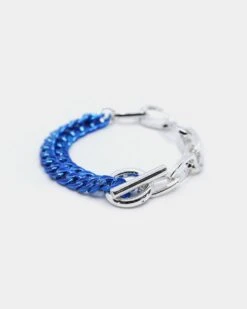 Wild For The Weekend Men's Mixed Double Chain Bracelet Silver/Blue