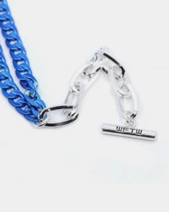 Wild For The Weekend Men's Mixed Double Chain Bracelet Silver/Blue -Culture Kings 9324609398254 default 00030