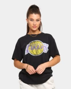 Mitchell & Ness Los Angeles Lakers Oversized Logo Short Sleeve Vintage T-Shirt Vintage Black