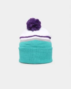 Majestic Athletic Anaheim Ducks Stripe Bobble Beanie White -Culture Kings 9353380478800 default 0030