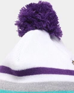 Majestic Athletic Anaheim Ducks Stripe Bobble Beanie White -Culture Kings 9353380478800 default 0060